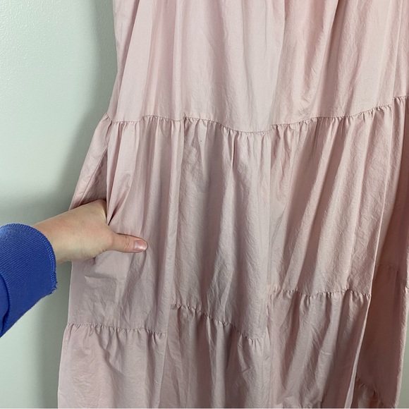 English Factory Tiered Midi Dress in dust pink pockets - Picture 3 of 10